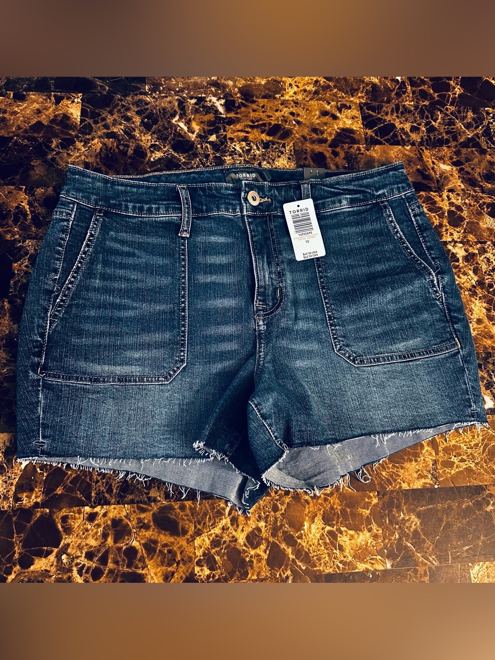 Torrid Dark Blue High-Rise Denim Pocket Shorts